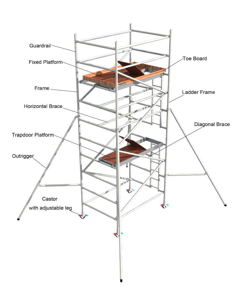 Aluminum Tubular Scaffolding Formwork Building Steps Truss Mobile Tower Scaffold System